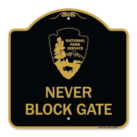 National Park Service-Permit Parking Only, Black & Gold Aluminum Architectural Sign